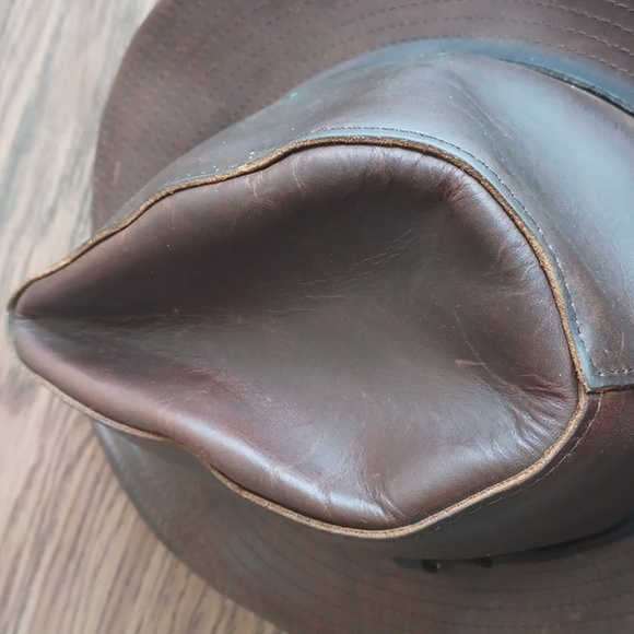 Henschel Hat Co Leather fedora hat, sz L, Indiana Jones Style - Picture 5 of 8